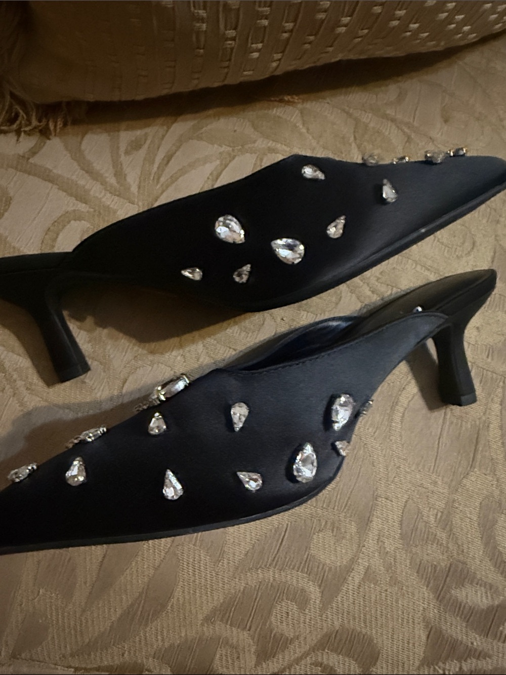 A New Day Katia pointed-toe mule heels in black satin size 8.5 - Picture 8 of 12